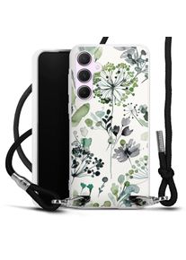 DeinDesign Galaxy A55 5G coque collier tissu noir/argent Eukalyptus Flowers Water Colour Coque collier