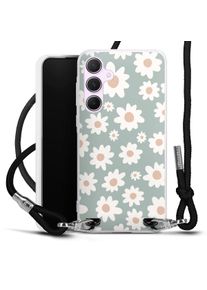 DeinDesign Galaxy A55 5G coque collier tissu noir/argent Daisy Flowers Muster Coque collier
