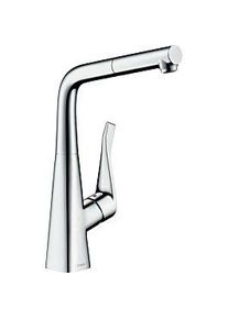 Hansgrohe Metris Spültisch-Einhebelmischer 14781000 mit Ausziehauslauf, 1jet, chrom