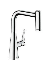 Hansgrohe Metris Spültisch-Einhebelmischer 73823000 mit Ausziehbrause, 2jet, sBox, chrom