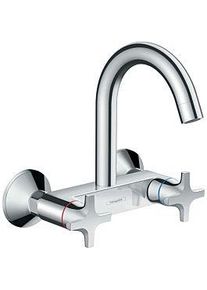 Hansgrohe Logis 2-Griff-Spültischmischer 71284000 Wandmontage, Highspout Auslauf, 1jet, chrom