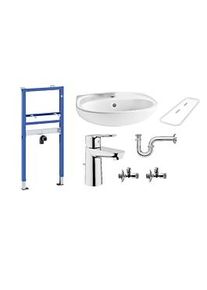 Vitra Waschtisch-Set Renovierung, inkl. Duofix Vorwandelement, 60cm Waschtisch, Grohe Armatur inkl. Zubehör