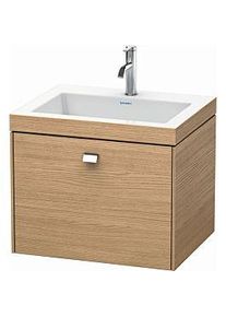 Duravit Brioso c-bonded Waschtisch mit Unterbau BR4600O1052, 60x48 cm Europ. Eiche/Chrom, 1 Hahnl.