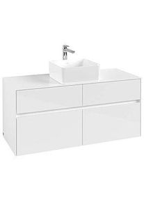 Villeroy & Boch Villeroy und Boch Collaro Waschtischunterschrank C04100DH 120 x 54,8 x 50 cm, Waschtisch mittig, Glossy White