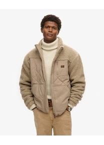 Superdry Men's Workwear Hybrid Jacke mit Sherpa-Fleece Creme - Größe: XL