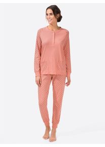wäschepur Dames Pyjama in apricot ,maat 36/38, Witt, 100% Katoen