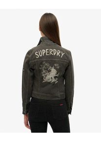 Superdry Schwarz Damen Verkürzte St Tropez Workwear-Jacke Bedruckt, Größe: 40 - Größe: 40