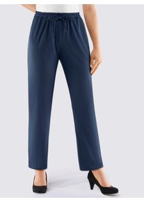 Dames Jerseybroek met bindceintuur in marine ,maat 19, WITT, 100% Polyester