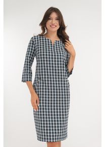 Rochie office cu imprimeu in carouri bleumarin