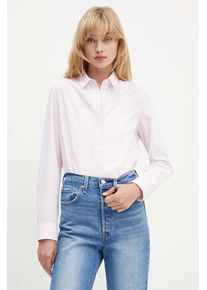 Levi's camasa din bumbac femei, culoarea roz, cu guler clasic, regular, 34574