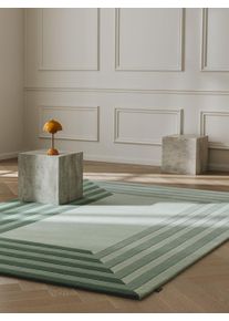 benuta Finest Villa matto Tilo Vihreä 160x230 cm Grün Geometrinen,Nauhat, Uni