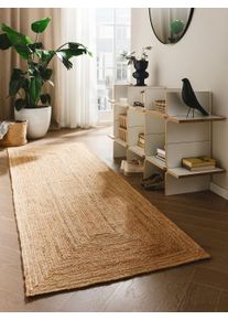 Tapis poil ras de jute Jutta Marron clair 70x200 cm - Tapis poil court design moderne pour salon