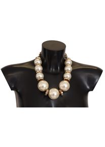 Dolce & Gabbana Dolce &amp;amp; Gabbana Elegant Faux Pearl Charm Necklace with Crystal Accents