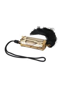 Dolce & Gabbana Dolce &amp;amp; Gabbana Beige Exotic Leather Mini Mirror Tassel Make Up Holder Bag