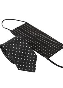 Dolce & Gabbana Dolce &amp;amp; Gabbana Black White Polka Dots 100% Silk Necktie Face Mask