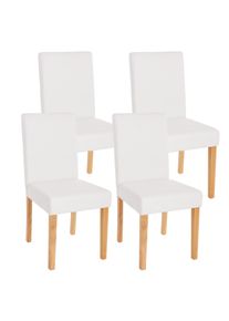 4er-Set Esszimmerstuhl Stuhl Küchenstuhl Littau ~ Kunstleder, weiß matt, helle Beine