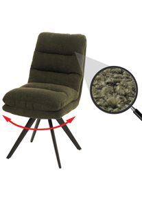 Esszimmerstuhl HWC-G66, Küchenstuhl Stuhl, drehbar Auto-Position Stoff/Textil Bouclé MVG ~ grün