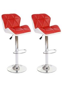 2er-Set Barhocker HWC-A92, Barstuhl Tresenhocker, höhenverstellbar Kunstleder ~ rot