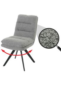 Esszimmerstuhl HWC-G66, Küchenstuhl Stuhl, drehbar Auto-Position Stoff/Textil Bouclé MVG ~ hellgrau
