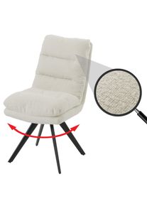 Esszimmerstuhl HWC-G66, Küchenstuhl Stuhl, drehbar Auto-Position Stoff/Textil Bouclé MVG ~ cremeweiß