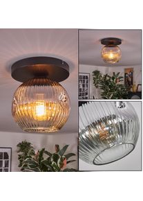 hofstein Ripoll Plafondlamp, Kogellampje Chroom, Duidelijk, Rookkleurig, 1-licht