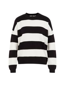 WE Fashion Pullover em preto, branco Tamanho L Às riscas