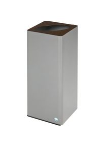 Var QUADRO afvalbak voor kringloopmateriaal, 70 l, van staal met klemring, zilver / bruin