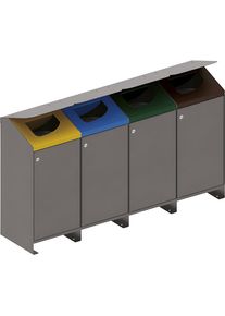 PROCITY Afvalbak voor kringloopmateriaal voor buiten Berlin, 4 x 100 l, deksel geel/blauw/groen/bruin