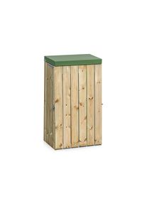 Afvalbak voor buiten met houten bekleding, 125 l, b x h x d = 600 x 1030 x 380 mm, met dekselklep