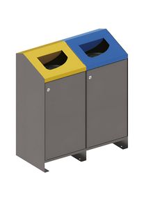 PROCITY Afvalbak voor kringloopmateriaal voor buiten Berlin, 2 x 100 l, deksel geel/blauw