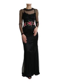 Dolce & Gabbana Dolce &amp;amp; Gabbana Floral Embroidery Tulle Long Evening Dress IT40