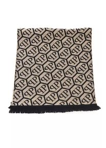 Philipp Plein Elegant Monogram Fringed Scarf