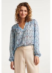 Smashed Lemon 23556 elegante top met frisse blauw tribal print