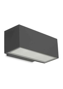 Leds-C4 Afrodita - Lumière led Extérieure Petite Lèche Murale Haut / Bas Lumière Gris Urbain IP65