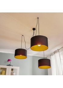 EMIBIG LIGHTING Pendellampe Roto 3 in Schwarz, Schirme innen gold