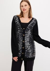 Gilet en maille avec sequins - noir - taille 34/36 (XS) - bonprix