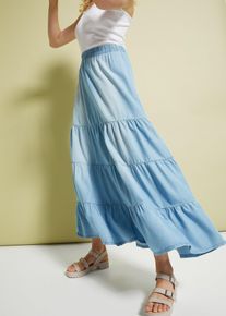 Jupe longue étagée - bleu - taille 42 - bonprix