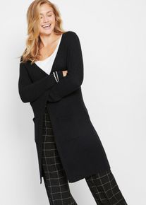 Gilet long en maille - noir - taille 38/40 (S) avec coton - bonprix