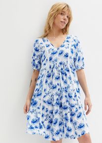 Robe-tunique tissée avec détails en dentelle et manches ballon longueur genou - blanc - taille 42 - Viscose - bonprix