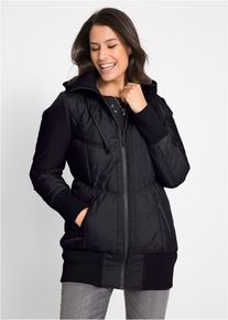 Veste matelassée à finitions élastiquées et capuche - noir - taille 44 - bonprix