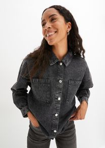 Surchemise oversize en jean - noir - taille 50 avec coton - bonprix