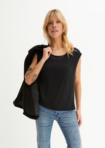 T-shirt encolure ronde - noir - taille 34/36 (XS) - Viscose - bonprix