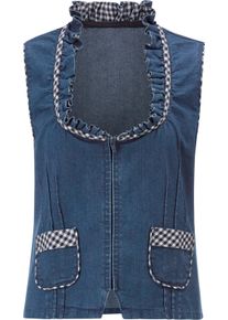 Damen Jeansweste mit Rüschen blue-stone-washed Größe 50