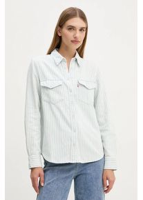 Levi's camasa jeans femei, culoarea alb, cu guler clasic, regular