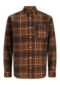 Jack & Jones JACK & JONES Heren Overhemd 'Brook' beige / bruin / chocoladebruin XS