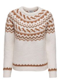 Only Sweter 'ONLISLE' dla kobiet brązowy / biały Rozmiar XS