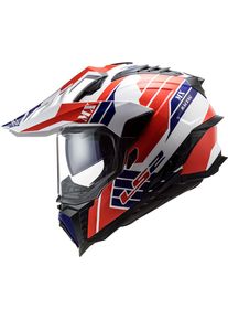 LS2 MX701 Explorer Atlantis, casco enduro , colore: Bianco/Rosso/Blu Scuro , dimensione: XS