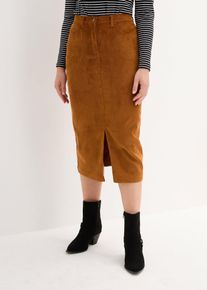 Gonna midi in velluto elasticizzato, Marrone, Taglia 58, bonprix