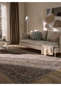 Tapis poil ras Anwar Grau/Beige 80x150 cm - Tapis poil court design moderne pour salon