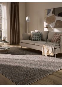 Tapis poil ras Anwar Gris/Orange 80x150 cm - Tapis poil court design moderne pour salon